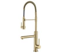 Kraus KPF-1603BG Artec Pro 2-Function Commercial Style Pre-Rinse Kitchen Faucet with Pull-Down Spring Spout and Pot Filler, Brushed Gold Finish, 24.75 Inch