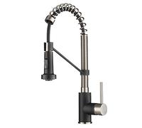 Kraus KPF-1610SFSMB Bolden 18-Inch Commercial Kitchen Faucet with Dual Function Pull-Down Sprayhead in All-Brite Finish, Spot Free Stainless Steel/Matte Black
