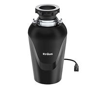 Kraus KWD100-75MBL Standart PRO Continuous Feed Garbage Disposal with 3/4 Horsepower Ultra-Quiet Motor for Kitchen Sinks with Power Cord and Flange Included, 15 Inch, Black