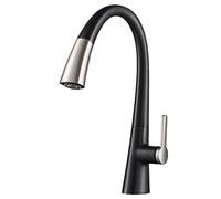 Kraus Nolen Spot Free Finish Dual Function Pull-Down Kitchen Faucet, Stainless Steel/Matte Black, KPF-1673SFSMB