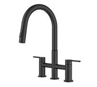 Kraus Oletto Bridge Kitchen Faucet with Pull-Down Sprayhead in Matte Black, KPF-3122MB