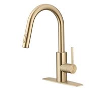 KRAUS Oletto Pull-Down Single Handle Kitchen Faucet with QuickDock Top Mount Installation Assembly in Spot Free Antique Champagne Bronze, KPF-2620SFACB