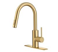 KRAUS Oletto Single Handle Pull Down Kitchen Faucet with QuickDock Top Mount Installation Assembly in Spot-Free Brushed Brass, KPF-2620BB