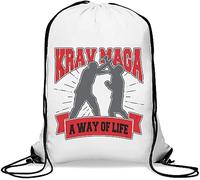 Krav MAGA A Way of Life Blocking Graphic Gym Sack Casual Drawstring Bag White