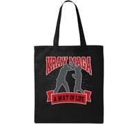Krav MAGA A Way of Life Blocking Graphic Natural Ecological Cotton Tote Bag Black