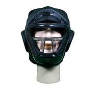 Krav Maga Black Full Face Weapons Head Guard With Clear Optical Grille - XL