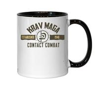 Krav Maga Contact Combat Martial Art Established 1948 Ceramic Tea Coffee Mug Black
