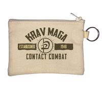 Krav MAGA Contact Combat Martial Art Established 1948 Key Chain Coin Purse Beige