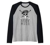 Krav MAGA Skull MMA Combat Self Defense Raglan Baseball Tee