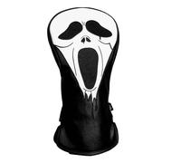 KraveGolf™ Screamer Limited Edition Driver Headcover - Leatherette Applique Horror Movie Design for Hybrids - Exclusive Halloween Massacre Collection, White