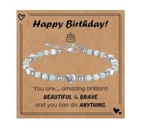 Kraven Birthday Gift Bracelet for Women Girl, 7-25 Age Charm Lucky Number Bracelet Healing Natural Stone Gifts with Card Birthday Jewellery for Friend Sister Daughter Mum (100th)