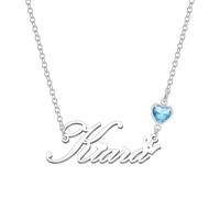 Kraven Personalized Dainty Name Necklaces Blue Birth Stone Custom Engraved Initial Nameplate Pendant Choker Customized Birthday Mother Christmas Gifts for Women Girls Teen Daughter (Kiara)