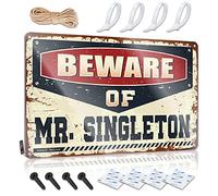 KRAZMURONGD Bar Rules Tin Metal Sign Beware Of Mr. Singleton Tin Sign Pool Zone Tin Sign Metal Decor For Home Bar