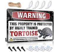 KRAZMURONGD Metal Beer Signs Warning This Property Is Protected By A Highly Trained Tortoise Sign Man Cave Sign Decor Dorm Room Door Sign