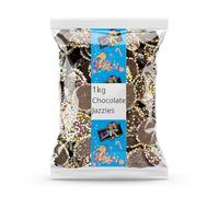Krazy Kandi 1kg Chocolate Jazzies Bulk Bag, Smooth Milk Buttons with Rainbow Sprinkles | Traditional Retro Sweet Shop Favourites | Large Sharing Bag for Parties and Gifting