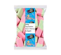 Krazy Kandi 500g Sour Cherry & Apple Squashies Sharing Bag | Dual Flavour Chewy Sweets | Vibrant Pouch for Gifting or Movie Night Treats