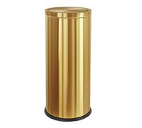 KRCKWYGF 30L/8GAL Gold Brass Kitchen Trash Can, Golden Tall Commercial Garbage Can, Large Capacity Flip Trash Can, for Kitchen,Shopping Mall,Hotel,Elevator Gate,Airport,Commercial (Gold, 30L)