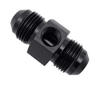 KRD PERFORMANCE Aluminum -10 AN Male to AN10 Male with 1/8" NPT Gauge Port Pressure Take Off Adaptors Fitting, Black