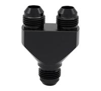 KRD PERFORMANCE Aluminum Y Block Adapter Fittings -10 AN male Swivel to Parallel Exit Dual 2 x -10 AN Male Y Block Splitter Tee Hose Connector, Black