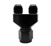 KRD PERFORMANCE Aluminum Y Block Adapter Fittings -6 AN Female Swivel to Parallel Exit Dual 2 x -4 AN Male Y Block Splitter Tee Hose Connector, Black