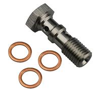 KRD PERFORMANCE Universal Stainless Steel -3 AN 3/8" x 24 UNF Thread Turbo Brake Line Banjo Bolt with 3pcs Copper Washers, Double Banjo Bolt 31mm Length