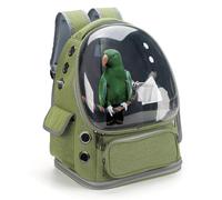 Kreachur Bird Backpack Carrier Travel Cage with Perch, Tray and Breathable Clear Window, Bird Travel Cage for Cockatiel Caique Conure Quaker, for Vetting Camping Hiking (Green)