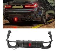 KREACJA Rear Diffuser Fits for 2019-2022 BMW 3 Series G20 M Sport Carbon Fiber Style Painted ABS Rear Bumper Lip Spoiler Lower Bumper with Real Brake Light