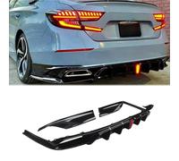 KREACJA Rear Diffuser for 2018-2022 Honda Accord with W/LED Brake Light Gloss Black ABS Rear Bumper lip
