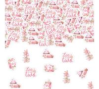 kreat4joy 200pcs Tea for Two Birthday Party Decoration Table Confetti Pink Double-Sided Printing Table Decoration for Tea Time Flower Princess 2nd Two Birthday Decoration Girl