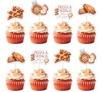 kreat4joy 36pcs Pizza and Wings Before the Rings Cupcake Toppers, Pizza Bridal Shower Decoration Double-Sided Pre-Assembled Dessert with Fun Pizza Slice Wing Drumstick Engagement Ring Graphics