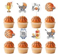 kreat4joy Basketball Baby Shower Decoration Boy, 24pcs Basketball Theme It’s A Boy Cupcake Topper Double-Sided Printing Pre-Assemble for Our Little Champ is on the Way Gender Reveal Decoration