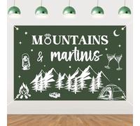 kreat4joy Camp Bridal Shower Decoration, Mountains and Martinis Backdrop Banner 5 * 3ft for Camp Cocktail Last Trail Before The Veil Bachelorette Wedding Engagement Party Decoration