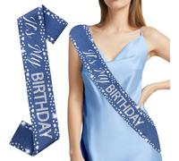kreat4joy Denim and Diamond Birthday Party Decoration, Denim Theme It’s My Birthday Sash Blue Denim Diamond Party Supplies Sash for Woman Girl Denim and Diamond Crystal Theme Birthday Party Decoration