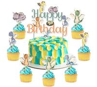 kreat4joy Dragon Birthday Party Decorations, 25pcs Dragon Happy Birthday Cake Cupcake Toppers Double-Sided Printing Magical Cutouts for Boy Girl Decorations