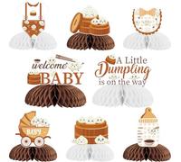 kreat4joy Dumpling Baby Shower Decoration, 8pcs A Little Dumpling is On The Way Baby Shower Honeycomb Centerpiece for Little Dumpling Baby Shower Gender Reveal Party Decorations