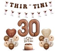 kreat4joy Espresso Martini 30th Birthday Decoration for Her, Thirtini Banner Garland Cake Topper 30 Foil Balloon for A Tiny Bit Older Cocktail Weenies and Tinies 30th Thirty Birthday Party Decoration