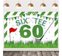 kreat4joy Golf 60th Birthday Party Decorations Men, 7 x 5 ft Six Tee Golf Party Backdrop Background Banner, Golf Themed Birthday Decor Men Woman 60 Years Old Birthday Party Decorations Outdoor Indoor