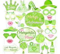 kreat4joy Margs and Matrimony Bachelorette Decorations, 24pcs Margarita Bachelorette Party Photo Booth Props for Mexican Fiesta Cocktail Party Bachelorette Wedding Engagement Bridal Shower Party