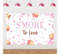 kreat4joy S’More Baby Shower Decoration Pink S’More to Love Backdrop Banner 5 * 3ft Marshmallow Theme Vinyl Background with Pre-Punched Hole for Girl Camping Gender Reveal Decoration