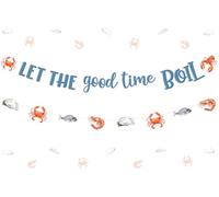 kreat4joy Seafood Boil Party Decorations, Let the Good Times Boil Banner Seafood Theme Garland Blue for Lobster Crawfish Shrimp Crab Fish Sea food Birthday Party Decoration