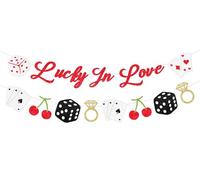 kreat4joy Vegas Bachelorette Party Decoration, Lucky in Love Banner Casino Theme Garland Glitter Paper DIY Required Craft for Gambling Poker Night Bridal Shower Wedding Supplies