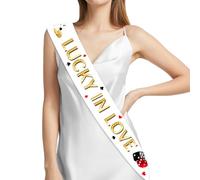 kreat4joy Vegas Bachelorette Party Decoration Sash, Lucky in Love Bachelorette Decoration Sash 62.99*3.74inches Pre-Swen Satin Cloth Fabric for Casino Gambling Poker Night Bridal Shower Wedding Favor