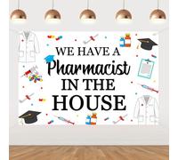 kreat4joy We Have A Pharmacist in The House Decoration Backdrop 5×3ft, Pharmacy Graduation Decoration Backdrop Banner for Pharmacist PharmD Medical Doctor School Graduation Party Supplies
