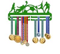 KreateSquare Football Medal Hanger | Sturdy 2-Row Medal Display Rack with Football Sport Theme | Durable 3mm Acrylic Medal Holder | Ideal Wall & Bedroom Decoration (Green)