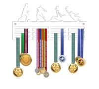 KreateSquare Football Medal Hanger | Sturdy 3-Row Medal Display Rack with Football Sport Theme | Durable 3mm Acrylic Medal Holder | Ideal Wall & Bedroom Decoration (White)