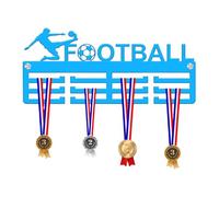 KreateSquare Football Medal Hanger | Sturdy 3-Row Medal Display Rack with Football Sport Theme | Durable 3mm Acrylic Medal Holder | Ideal Wall & Bedroom Decoration (Blue)