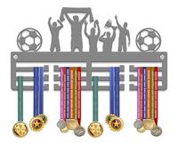 KreateSquare Football Medal Hanger | Sturdy 3-Row Medal Display Rack with Football Sport Theme | Durable 3mm Acrylic Medal Holder | Ideal Wall & Bedroom Decoration (Dark Grey)