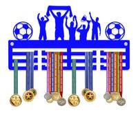 KreateSquare Football Medal Hanger | Sturdy 3-Row Medal Display Rack with Football Sport Theme | Durable 3mm Acrylic Medal Holder | Ideal Wall & Bedroom Decoration (Royal Blue)