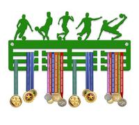 KreateSquare Football Medal Hanger | Sturdy 3-Row Medal Display Rack with Football Sport Theme | Durable 3mm Acrylic Medal Holder | Ideal Wall & Bedroom Decoration (Green)