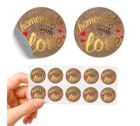 KreateSquare Hand Made with Love Stickers 100 Pieces | Simple Yet Expressive Self Adhesive Round Paper Stickers | Perfect for Small Business, Retailers, Boutiques, Bakery, Cake Shop